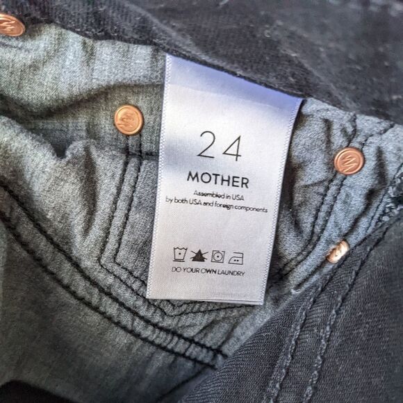 MOTHER Denim Looker Fray Hem Black Jeans 24 @O - Picture 8 of 15